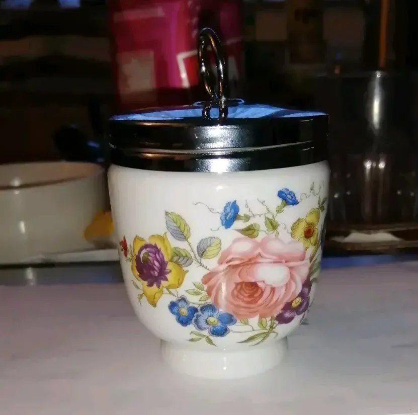 Front view of the Royal Worcester Small Floral Porcelain Egg Coddler