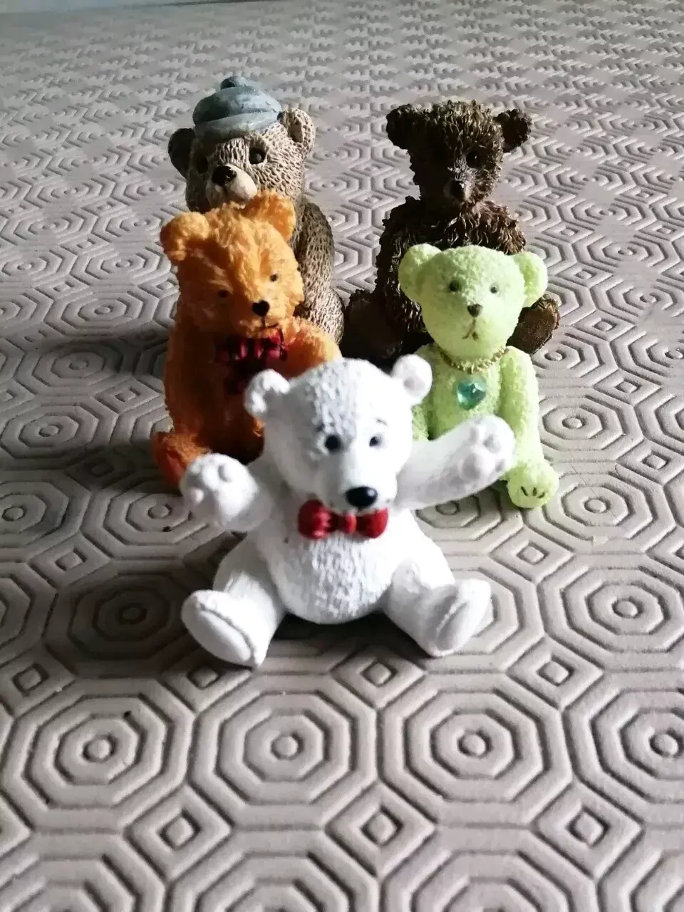 Front view of the x5 Teddy Bear Collection Various Colours characters