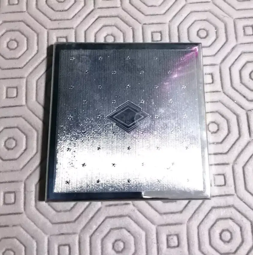 Top front view of the German White Metal Compact Mirror Art Deco Style