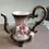 Thumbnail: Left side view without the lid of the Large Teapot Capodimonte Style Rose Design