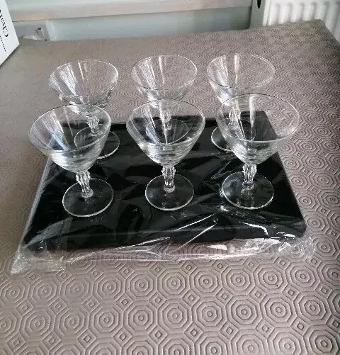 Angled front and top view of the x6 Clear Glass Sherry or Toasting Glasses