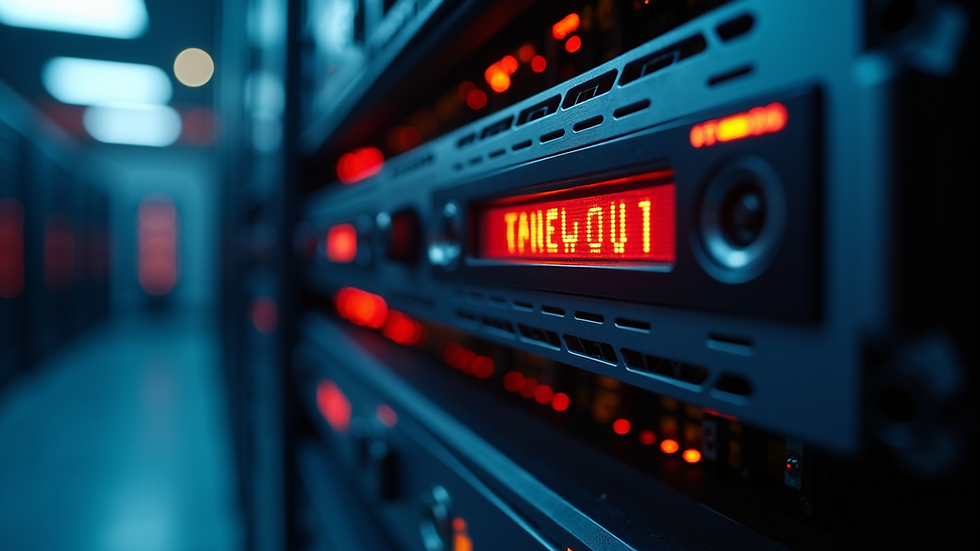Close-up view of a firewall device in a server room