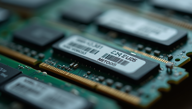 Close-up view of Nanya memory modules stacked neatly