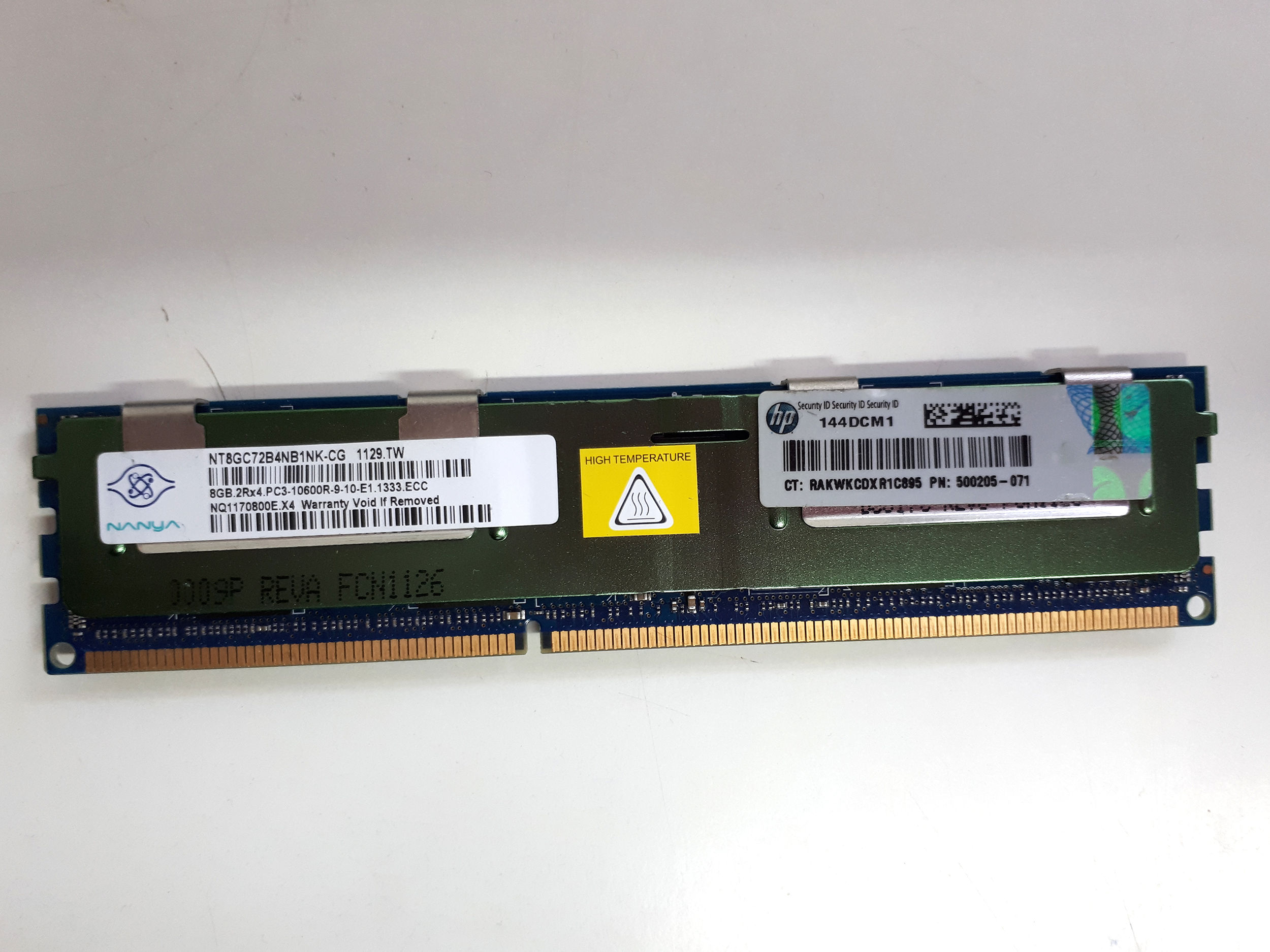 Nanya NT8GC72B4NB1NK-CG 8GB DDR3 ECC RDIMM HP 500205-071 Refurbished