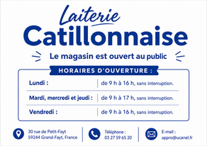 HORAIRES D'OUVERTURE DU MAGASIN