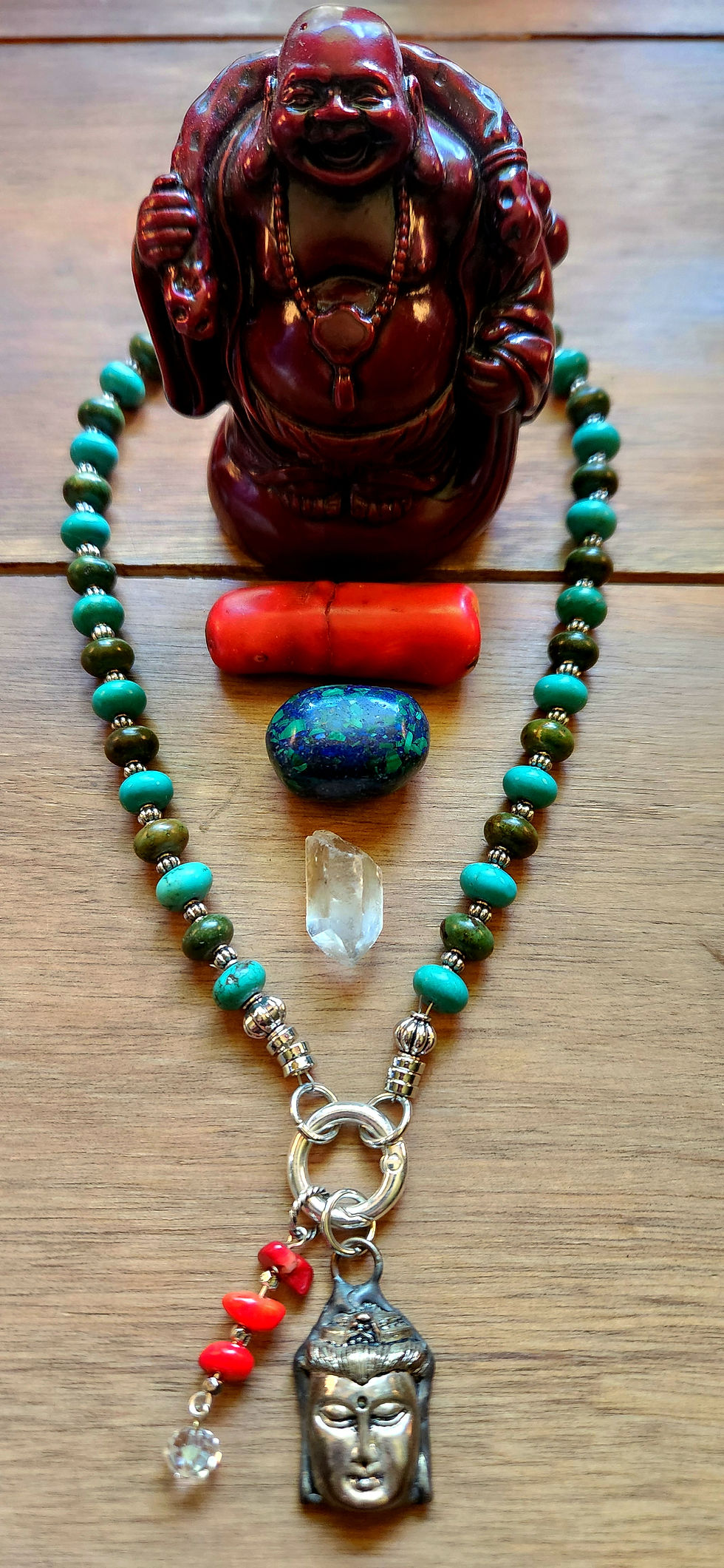 Thumbnail: Turquoise Coral Buddha Necklace