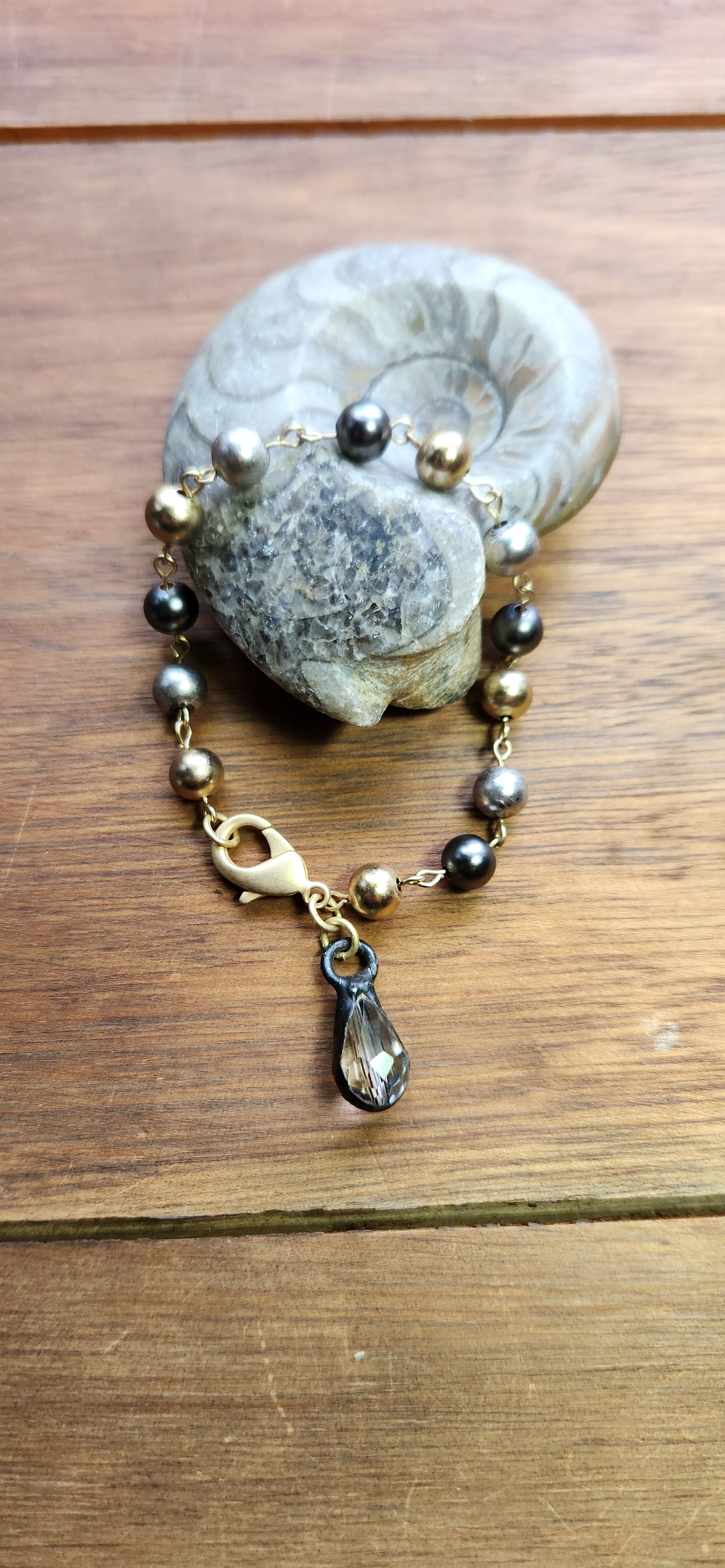 Mixed Metal Hand Soldered Vintage Crystal Bracelet