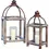 Thumbnail: Rustic Wood Log and Antique Metal Lantern with Glass Hurricane (Set of 2)