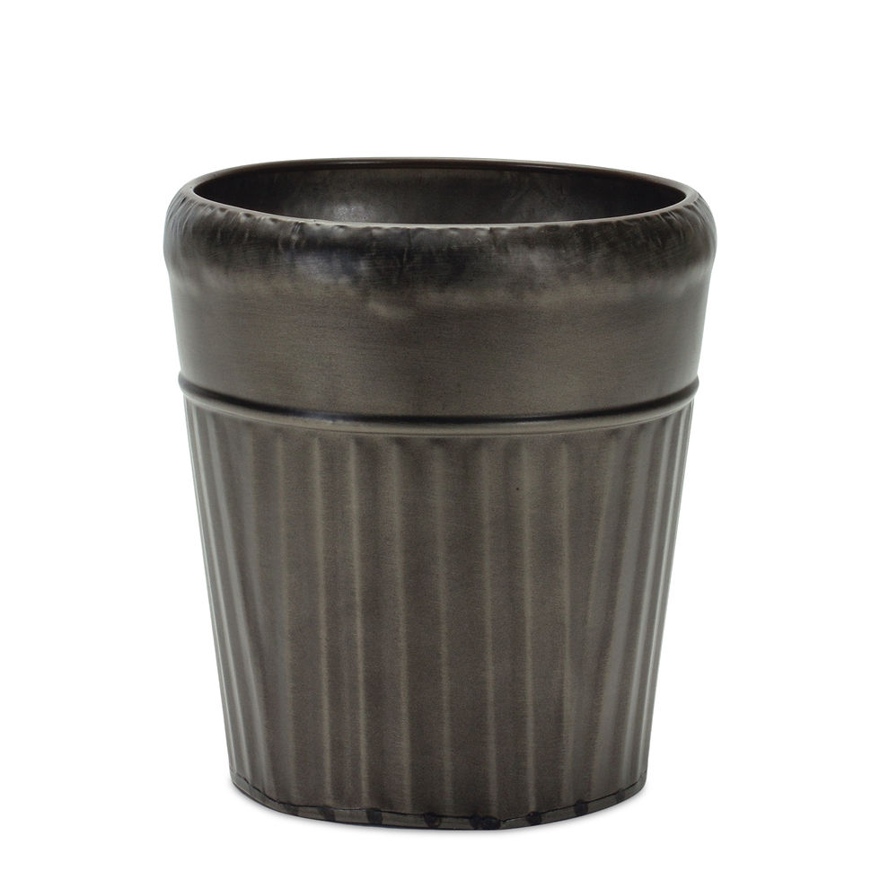 Thumbnail: Antiqued Pewter Metal Planter with Tapered Design (Set of 3)
