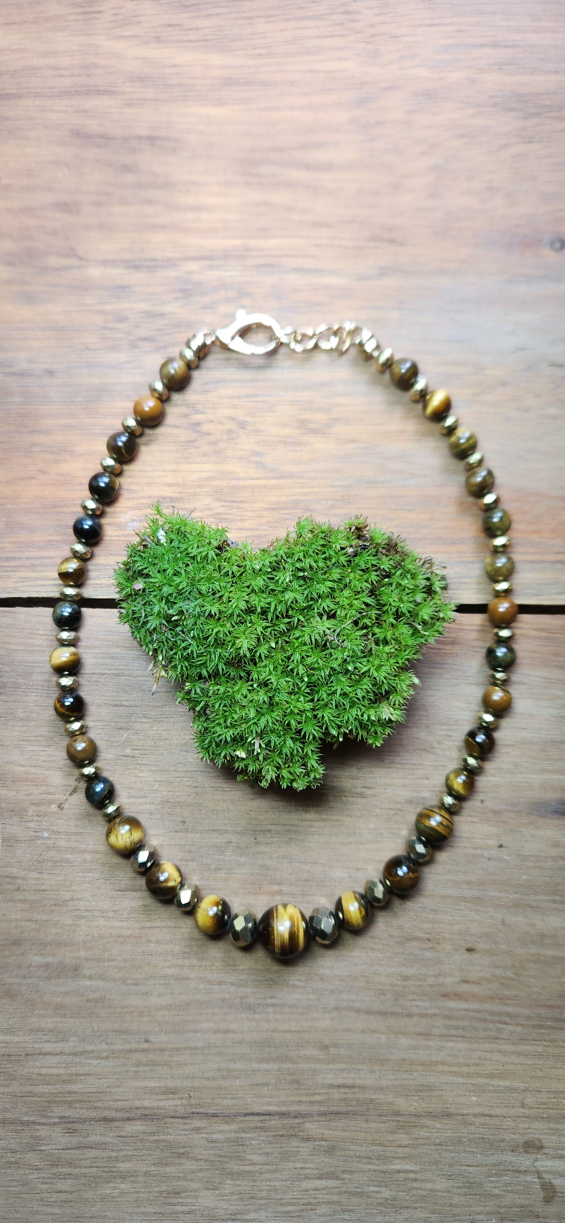 Tigers Eye Gold Faceted Beads Necklace