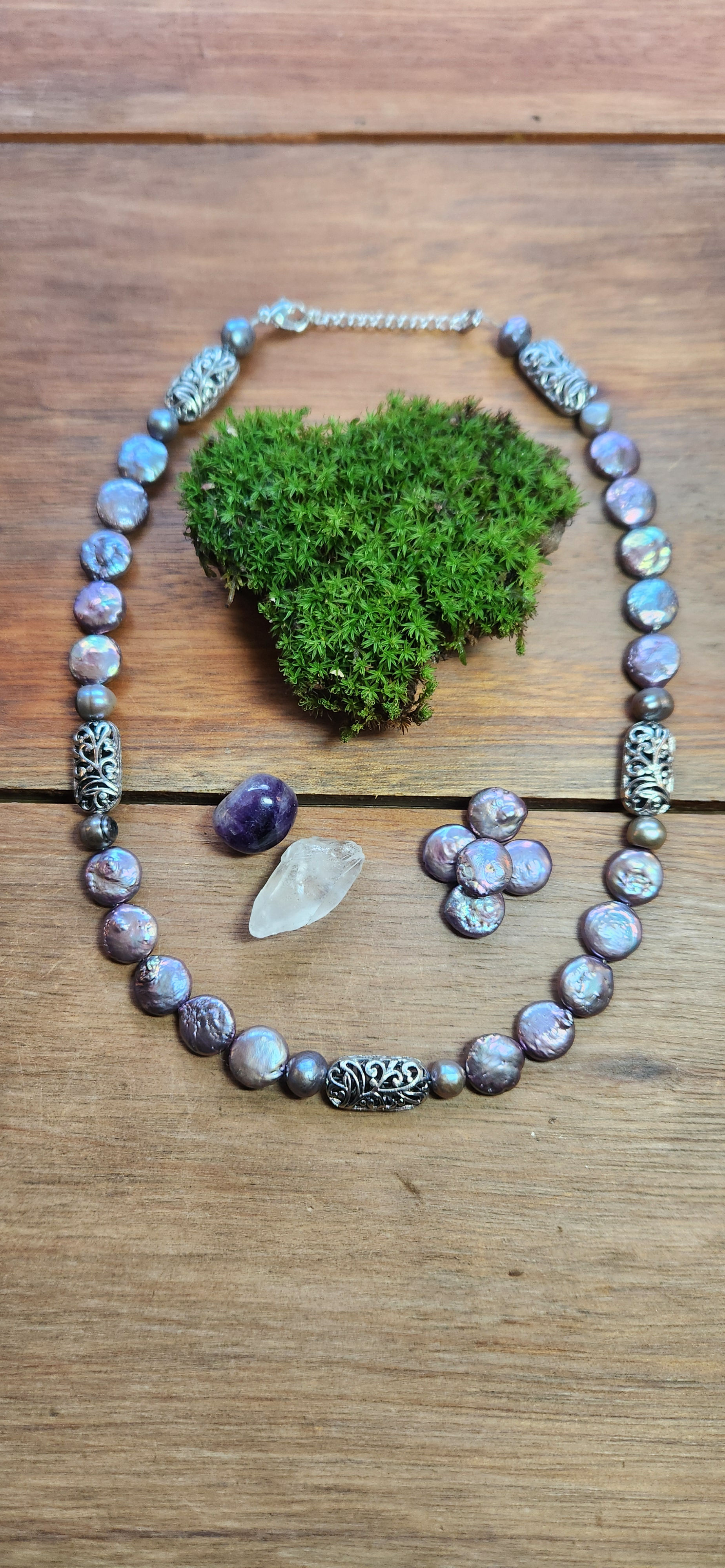 Lavender Freshwater Coin Pearl Necklace