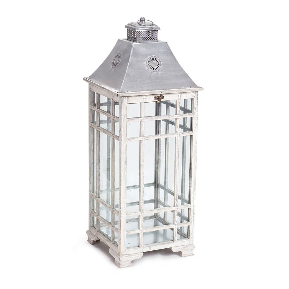 Thumbnail: Traditional Farmhouse Lantern with Metal Lid (Set of 2)