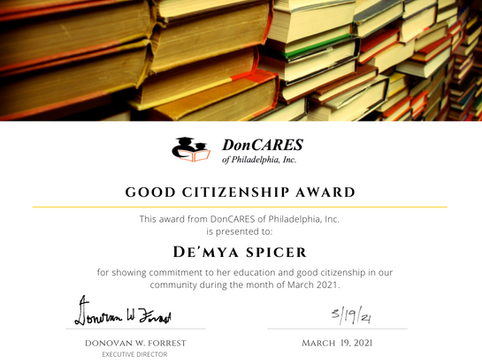 Good Citizenship Award: De'Mya Spicer