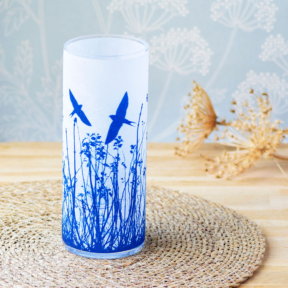 Thumbnail: Large Swallow Meadow Cyanotype Vase