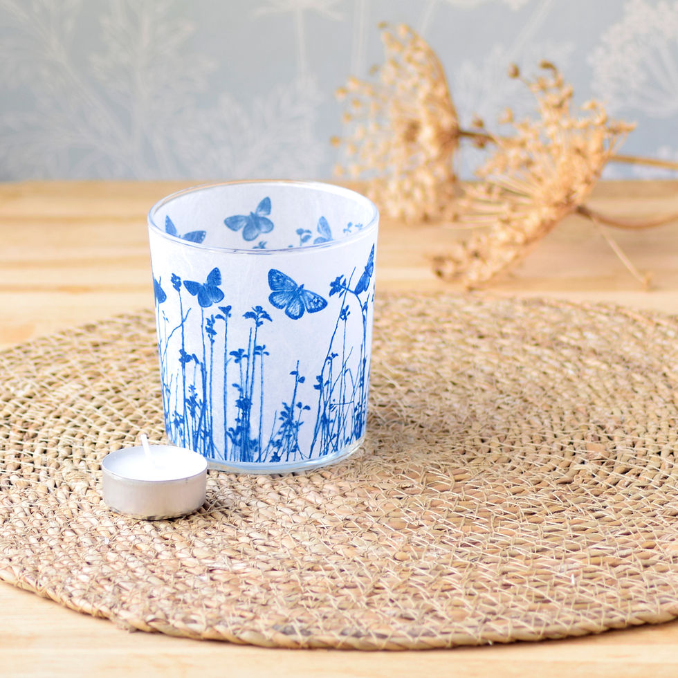 Thumbnail: Butterfly meadow Cyanotype tealight holder