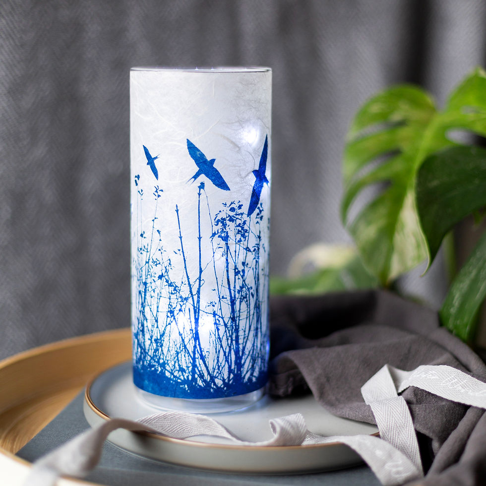 Thumbnail: Large Swallow Meadow Cyanotype Vase