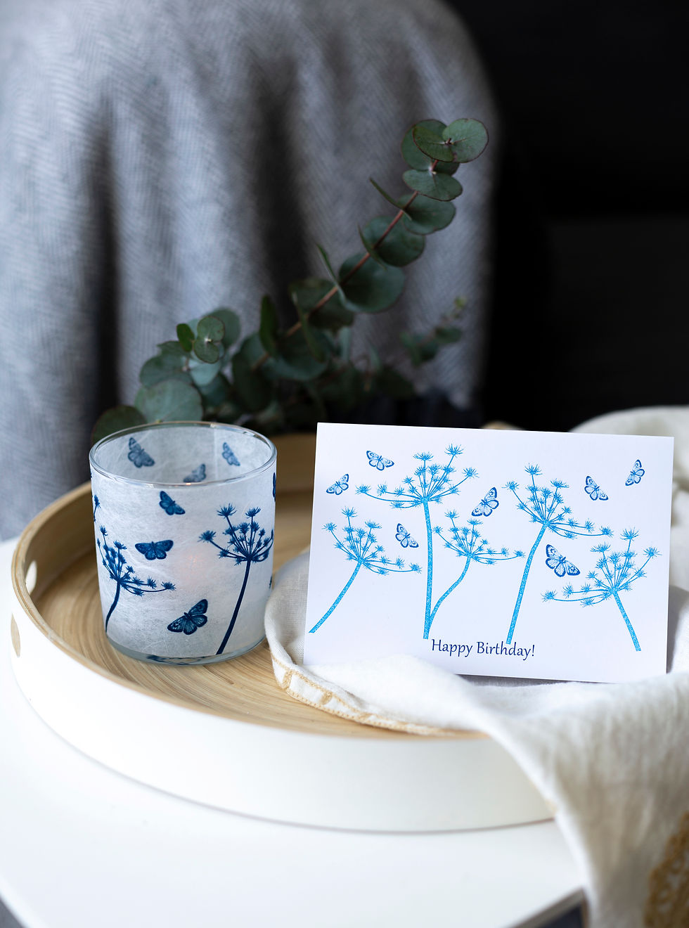 Thumbnail: Cow Parsley and butterflies Candle Holder