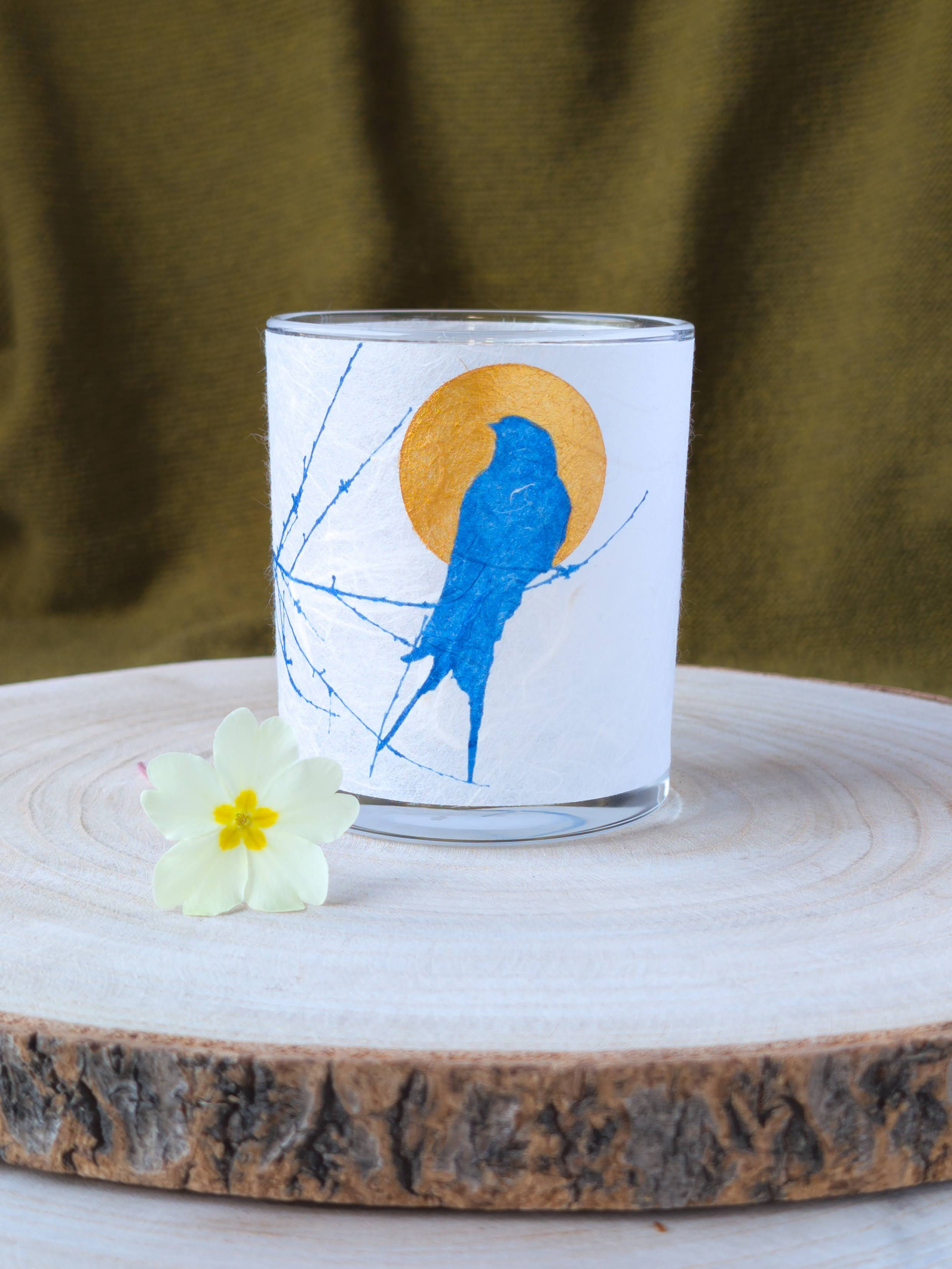 Gold Collection Swallow Cyanotype candle holder