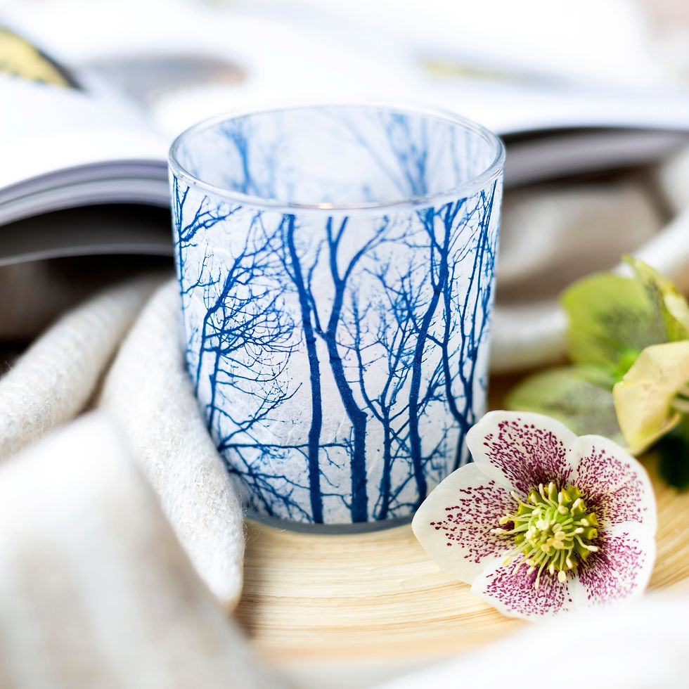 Thumbnail: Tree Branches Cyanotype Tea Light Holder