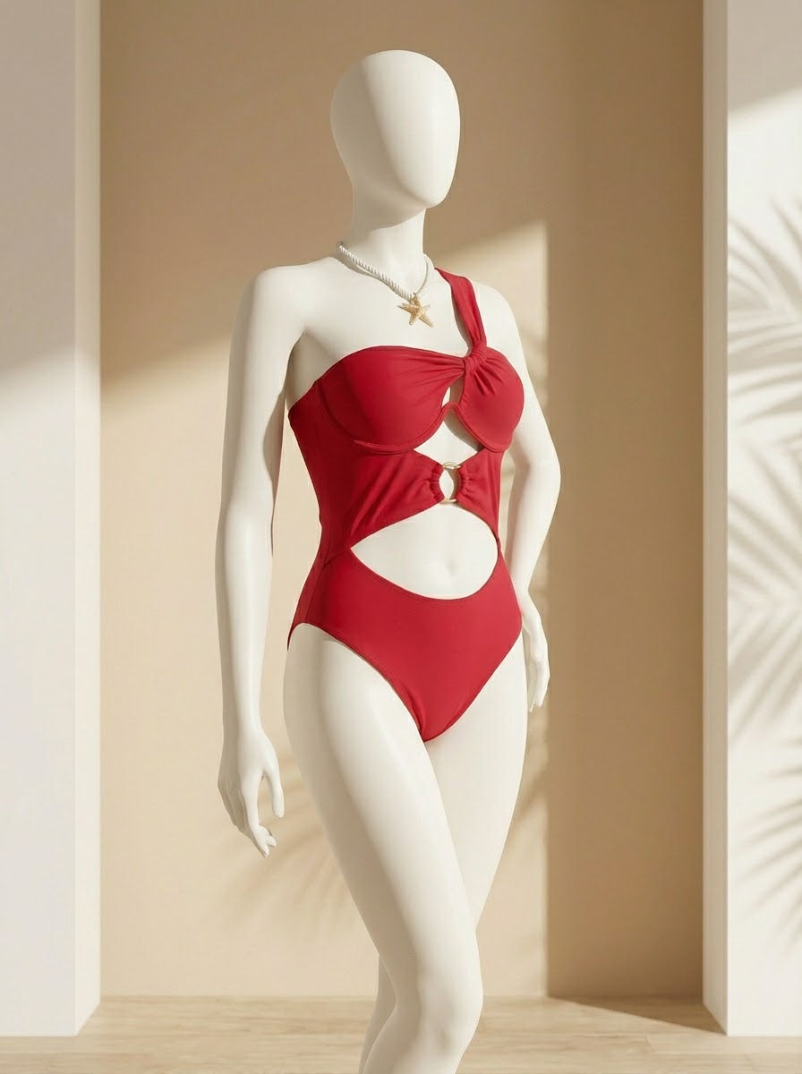 Miniatura: Traje de baño de una pieza rojo AURA ESCARLATA con varilla