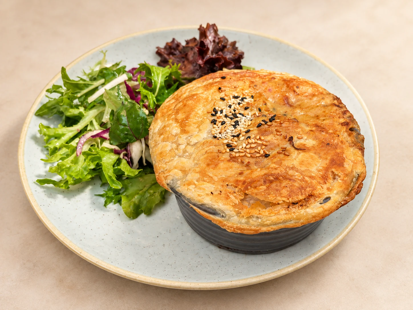 Pie of the day on a fully visible plate