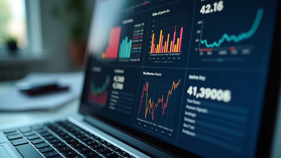 Eye-level view of a modern sales dashboard displaying key performance metrics