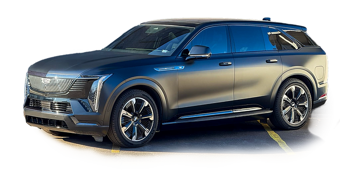 Back of a 2024 Cadillac Escalade EV wrapped in matte black metallic wrap by Signature Triple 8 in Kingston, pa