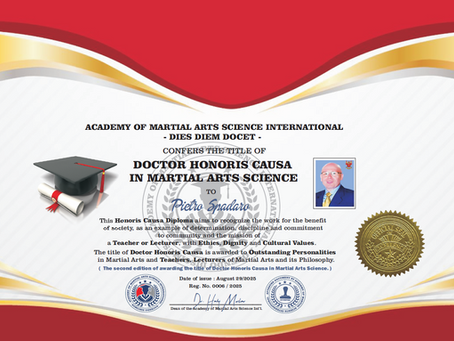 AMASI.The second edition of awarding the title of Doctor Honoris Causa in Martial Arts Science to Baron Pietro Spadaro Hanshi.