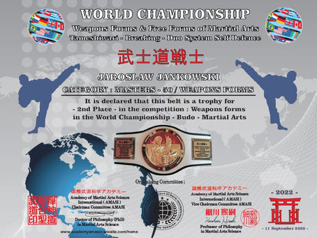 Congratulations to Shihan Jaroslaw Jankowski for taking 2nd place in the World Championship - Budo.