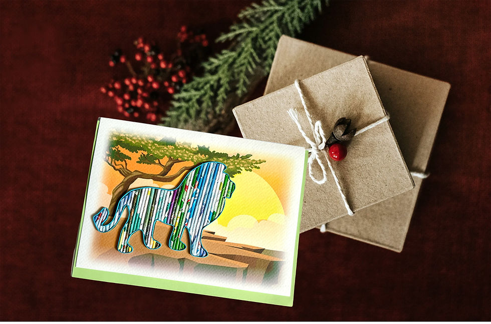 Thumbnail: Handmade Earth-Friendly Card with Unique Recycled Magazine Lion
