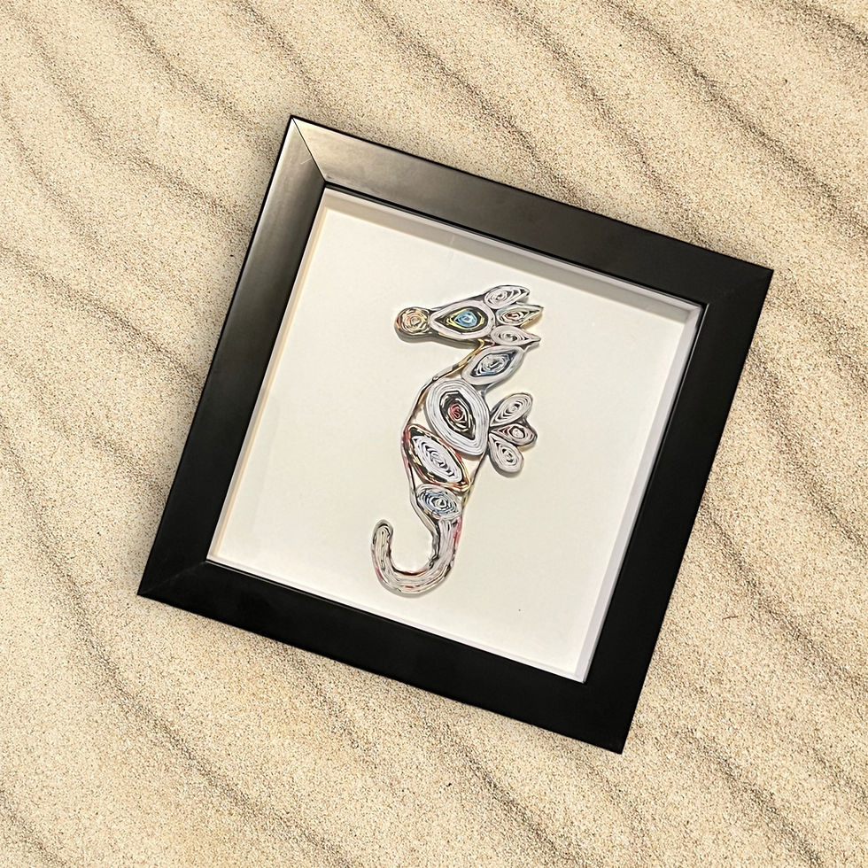 Thumbnail: Shadow Box Seahorse Handcrafted from Magazine