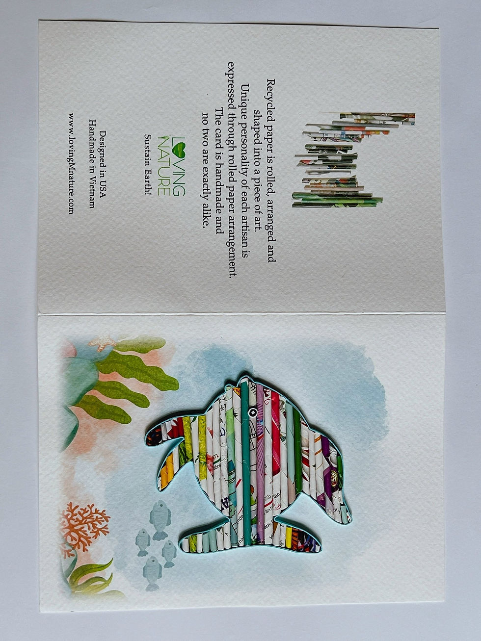 Thumbnail: Recycled Magazine, Eco-friendly, handmade, Tropical Fish Card