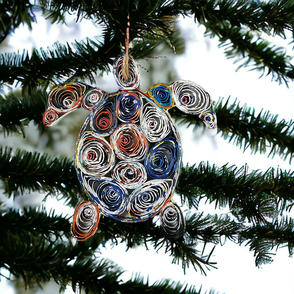 Thumbnail: Sea Turtle Quilling Ornament Card Handmade from Recycled Magazine