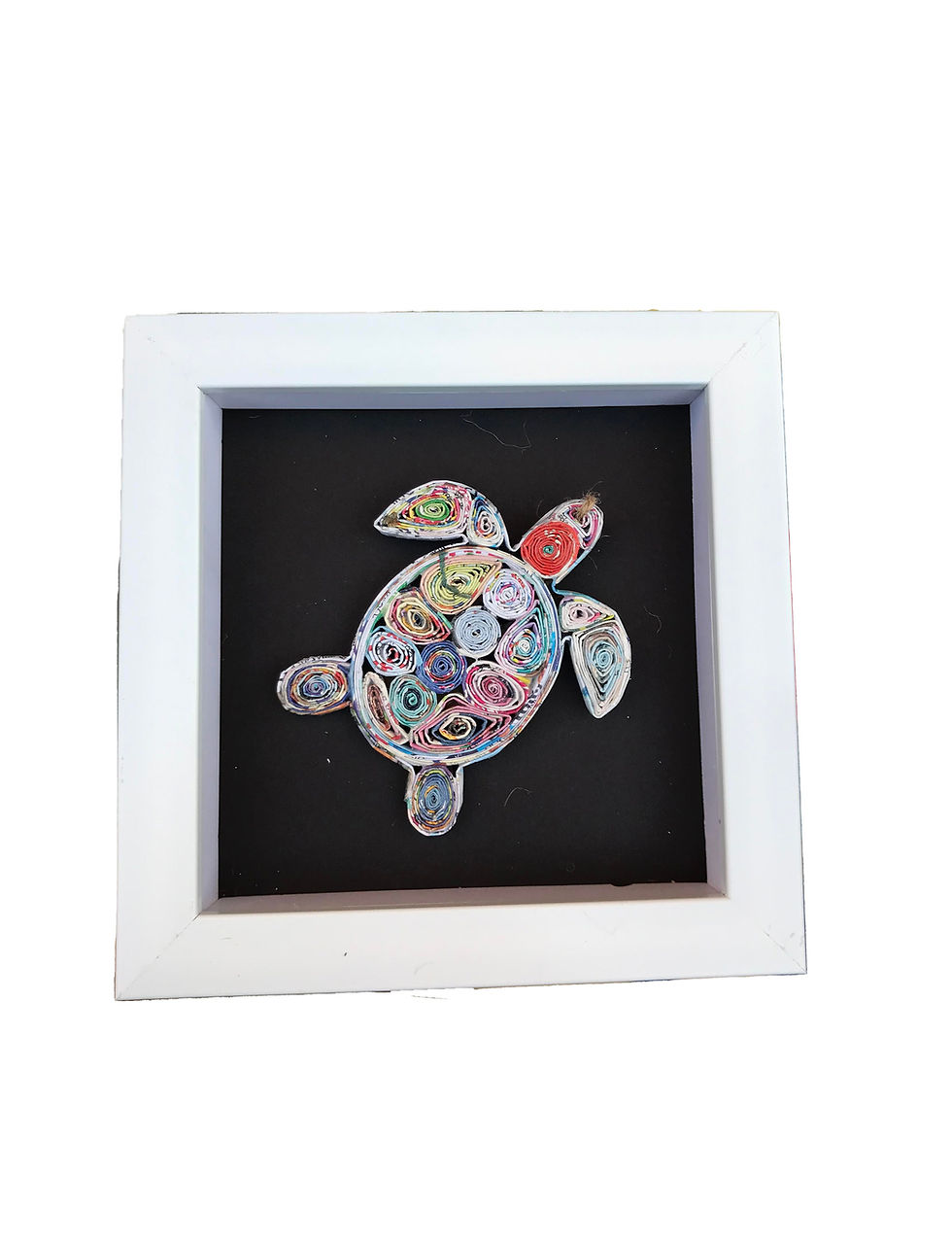 Thumbnail: Shadow Box Frame  Sea Turtle Recycled Paper Ornament Handcrafted from Magazine
