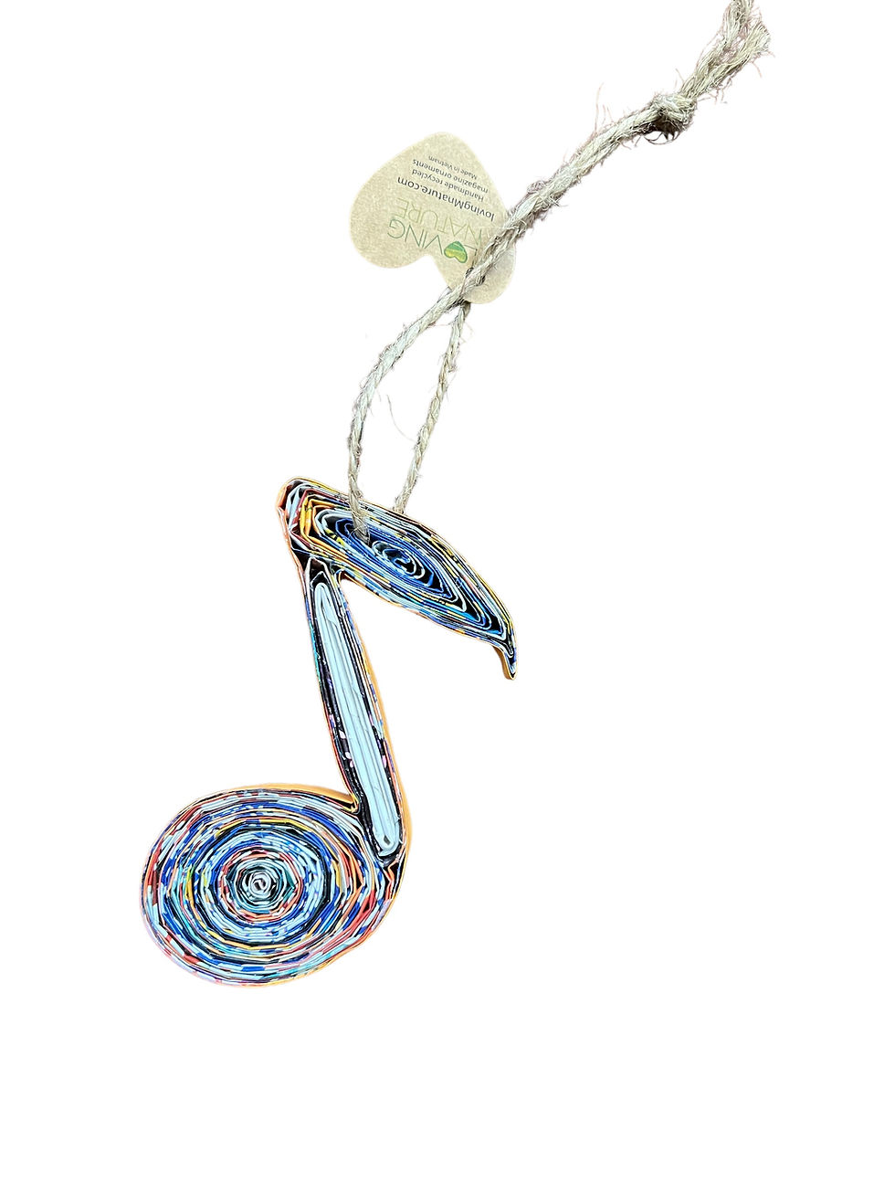 Thumbnail: Eco-Friendly Music Note Ornament: Handmade Upcycled Magazine Paper Decor