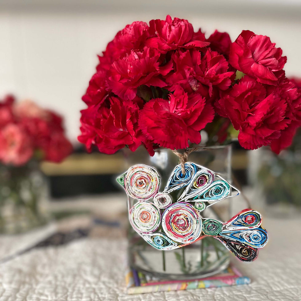 Thumbnail: Dove Quilling Ornament Handmade from Recycled Magazines
