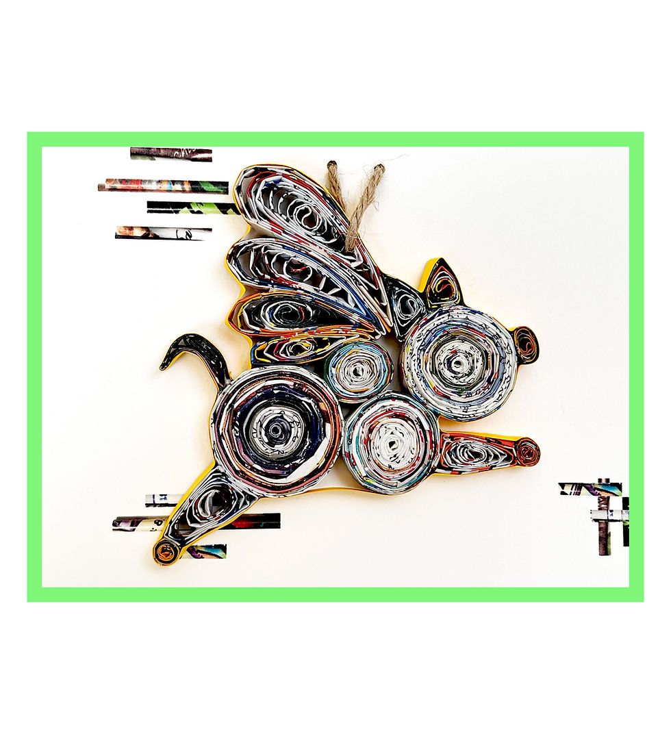 Thumbnail: Paper Quilling Pig Ornament Card Handmade from Recycled Magazine