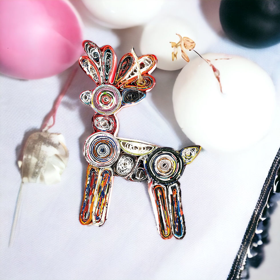 Thumbnail: Deer, Eco Friendly Ornament Handcrafted from Recycled Magazine