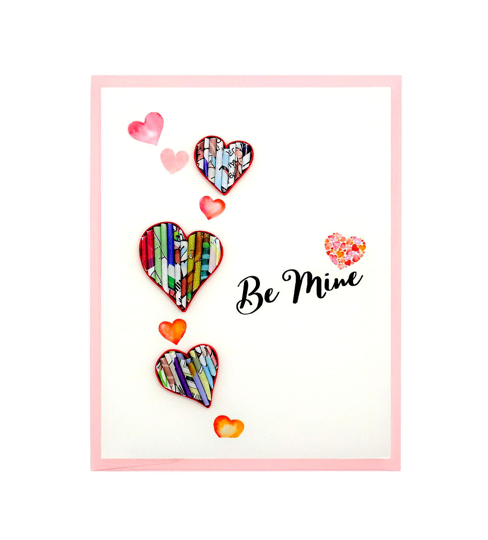 Eco-Friendly Handmade Greeting Card - Recycled Magazine Heart - Blank Inside