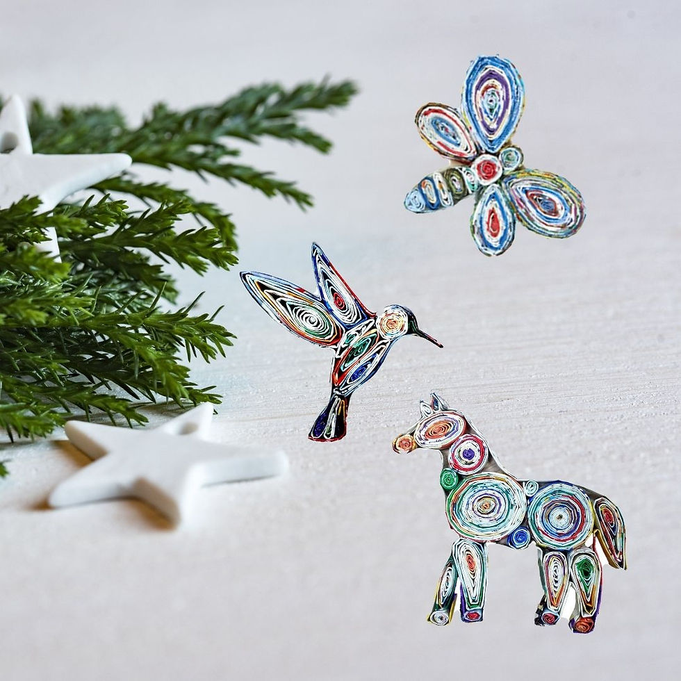 Thumbnail: Hummingbird Upcycled Paper Ornament Handmade from Recycled Magazine
