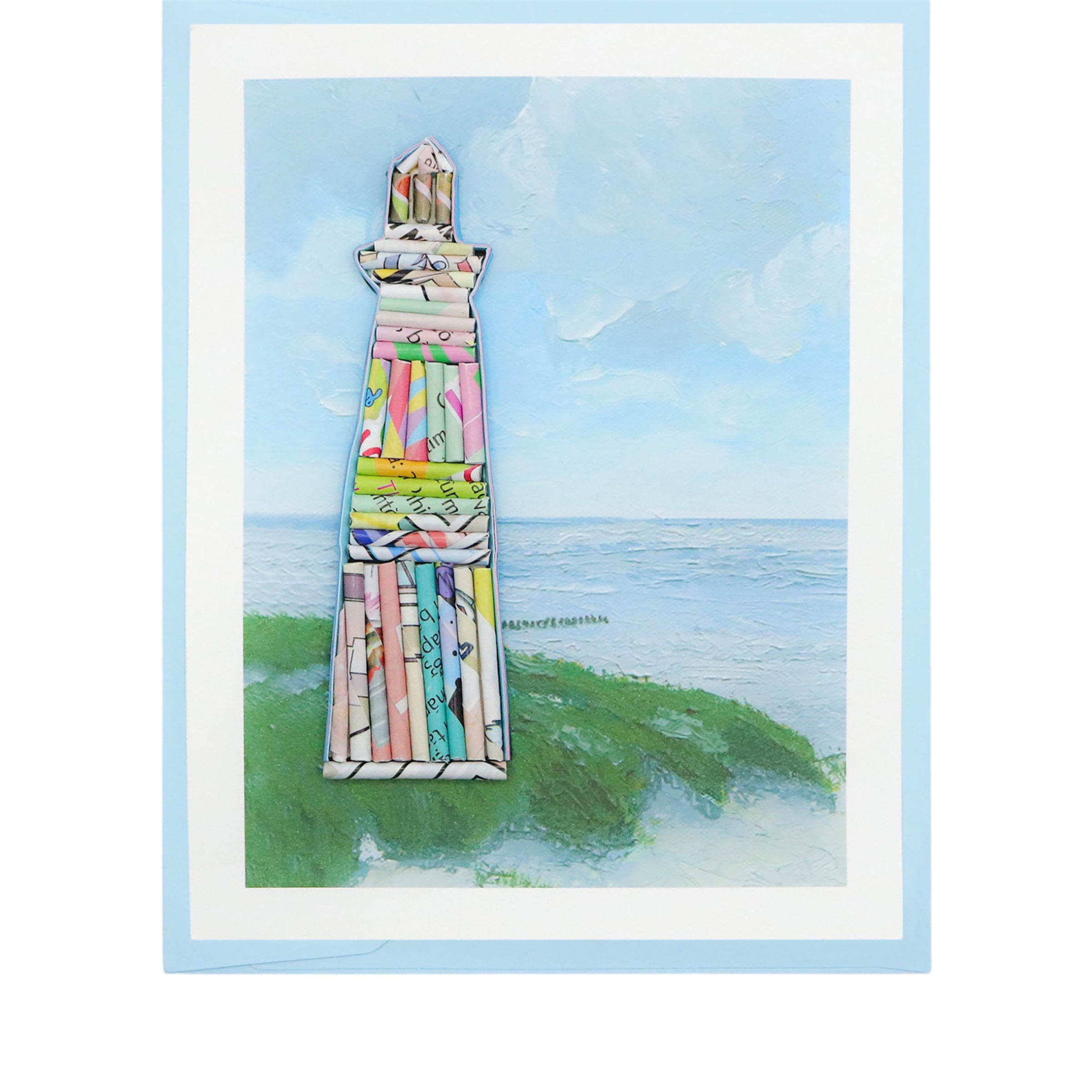 Recycled Magazine, Eco-friendly, handmade, Lighthouse card