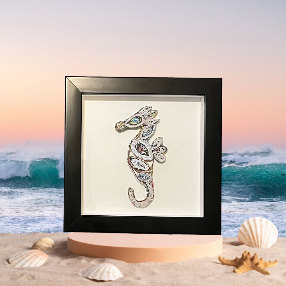 Thumbnail: Shadow Box Seahorse Handcrafted from Magazine