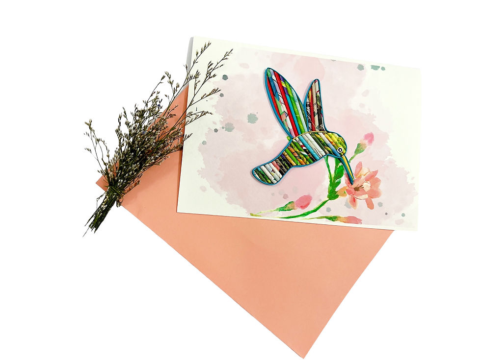 Thumbnail: Recycled Magazine, Eco-friendly, handmade, Hummingbird card