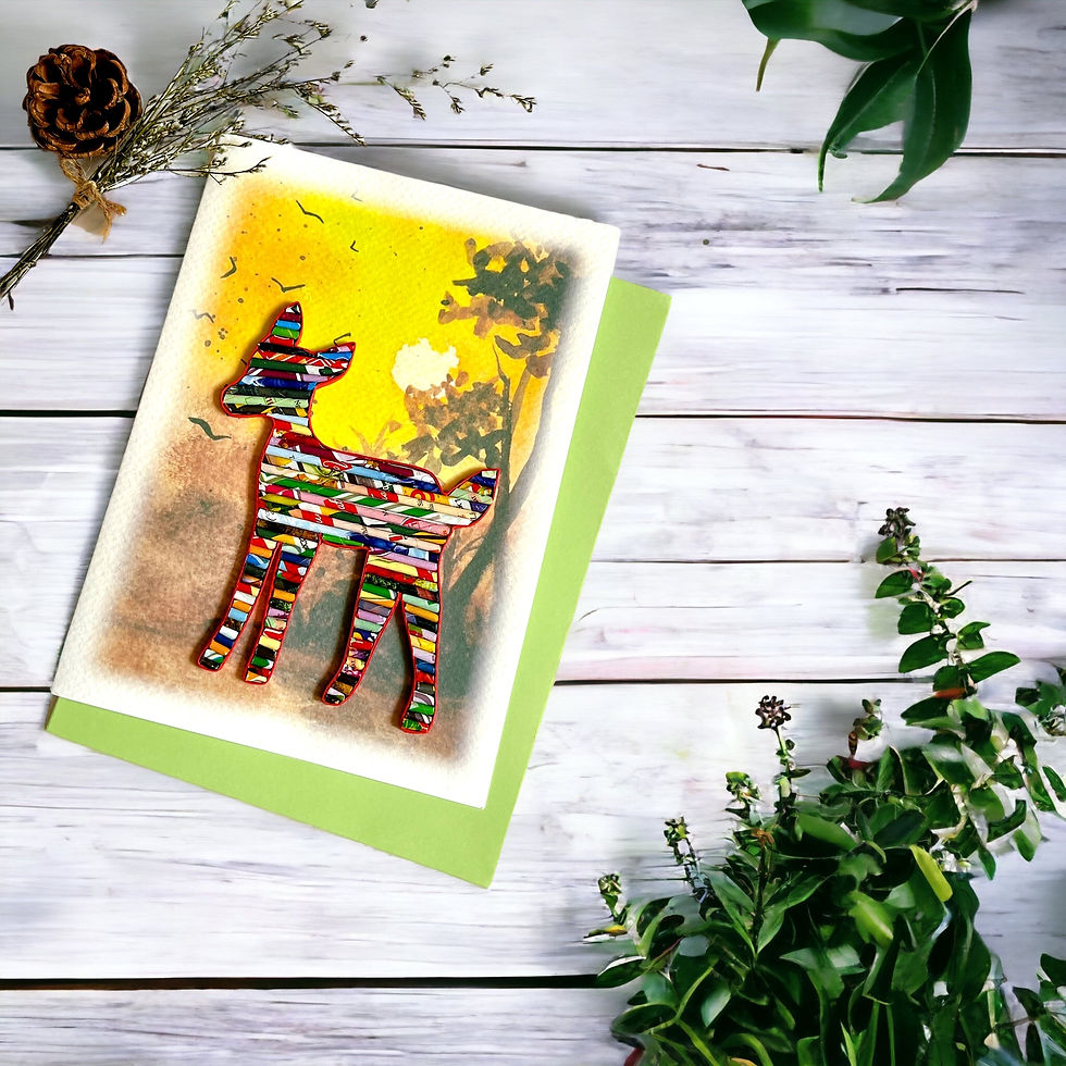 Thumbnail: Recycled Magazine, Eco-friendly, Handmade, Deer Card
