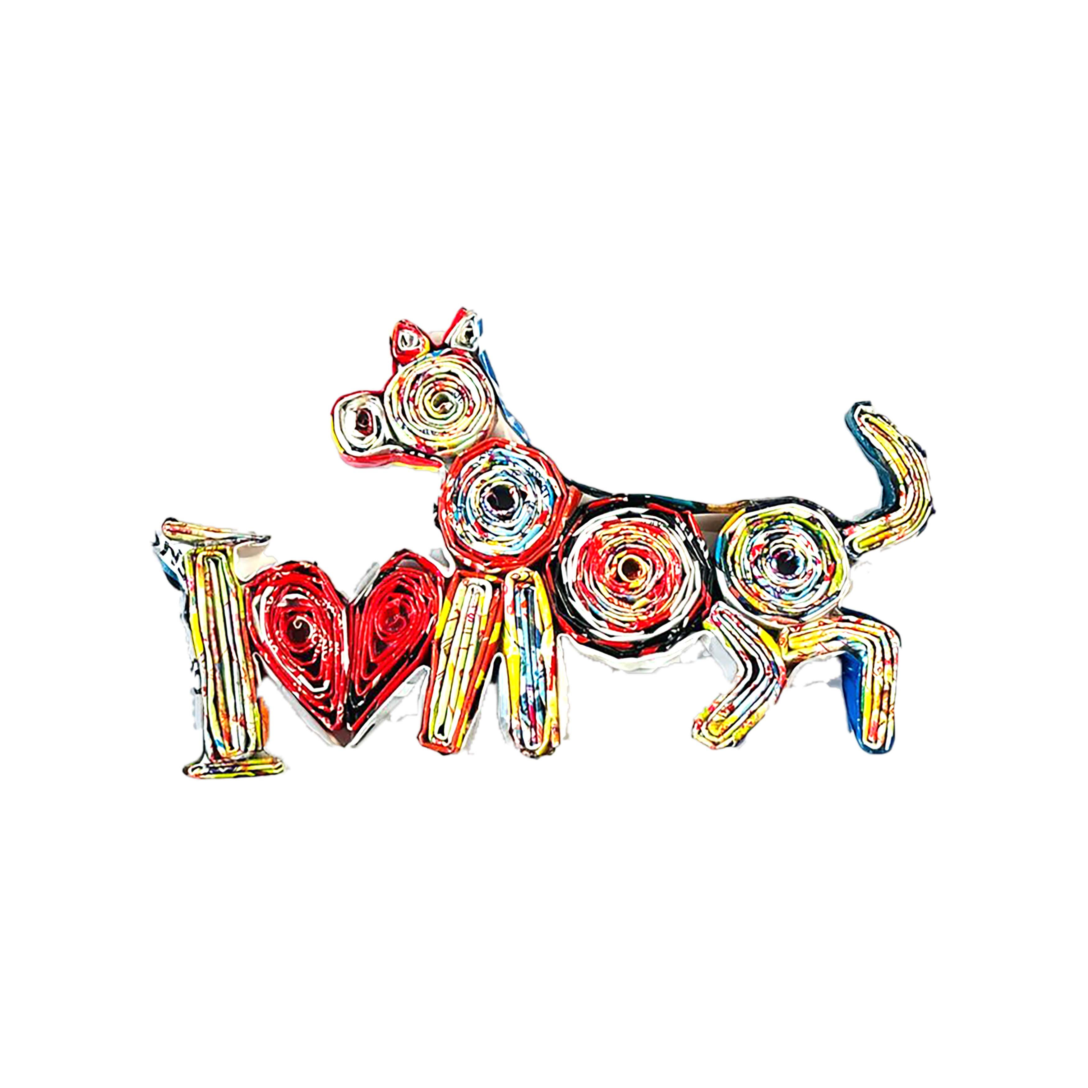 Love Dog, Upcycled Ornament Handmade from Magazines, Car Charm