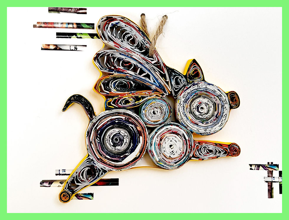Thumbnail: Paper Quilling Pig Ornament Card Handmade from Recycled Magazine