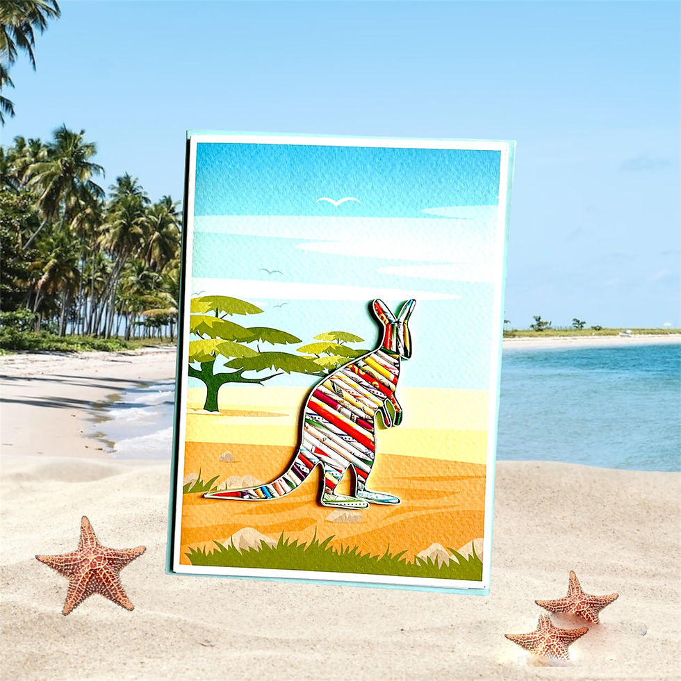 Thumbnail: Unique Kangaroo Recycled Card Handmade from Rolled Paper