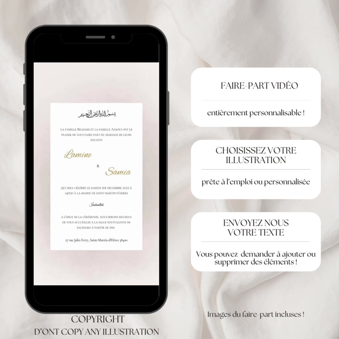 Faire-part Vidéo Personnalisable - Modèle enveloppe