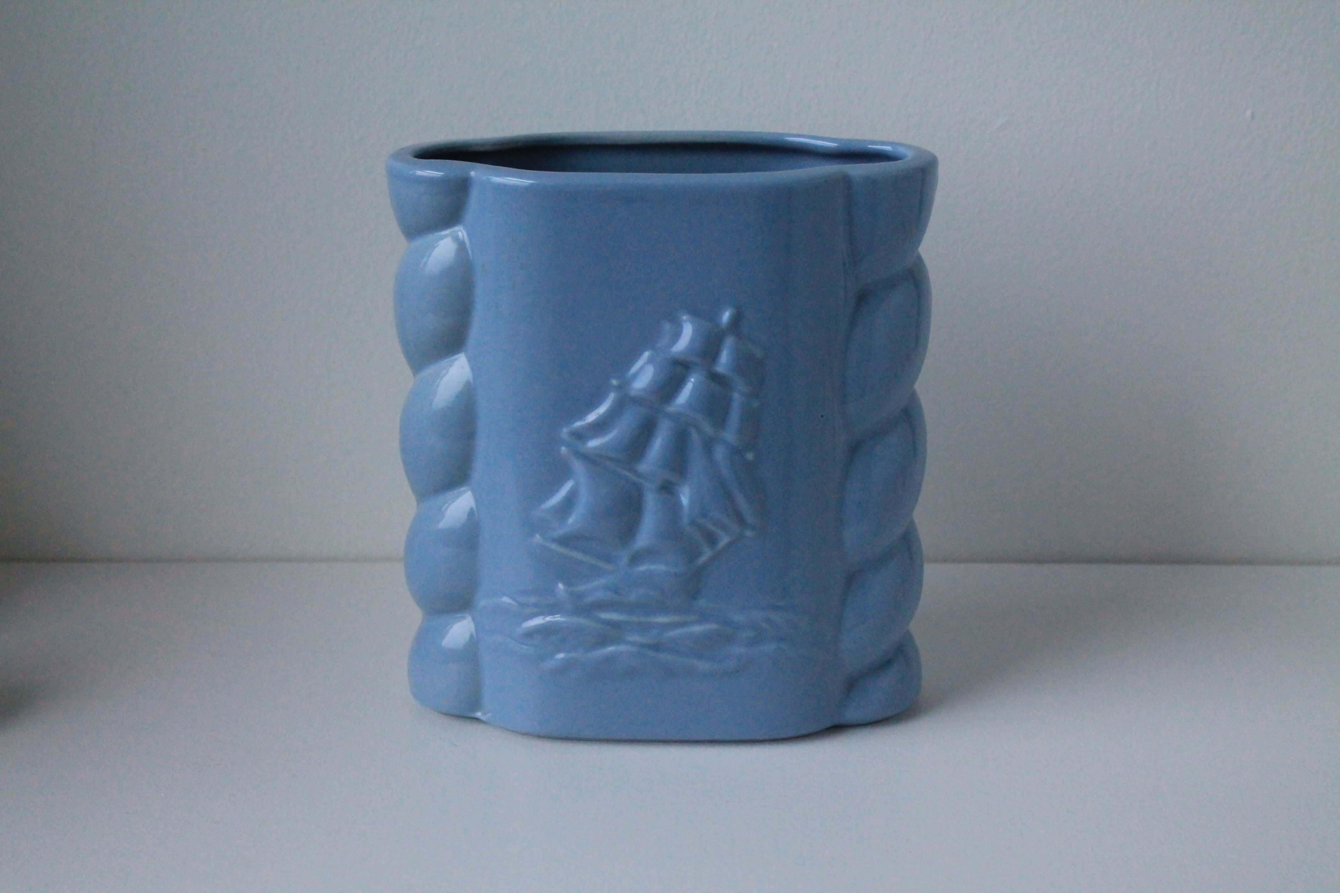 Baby Blue Abingdon Ship Vase
