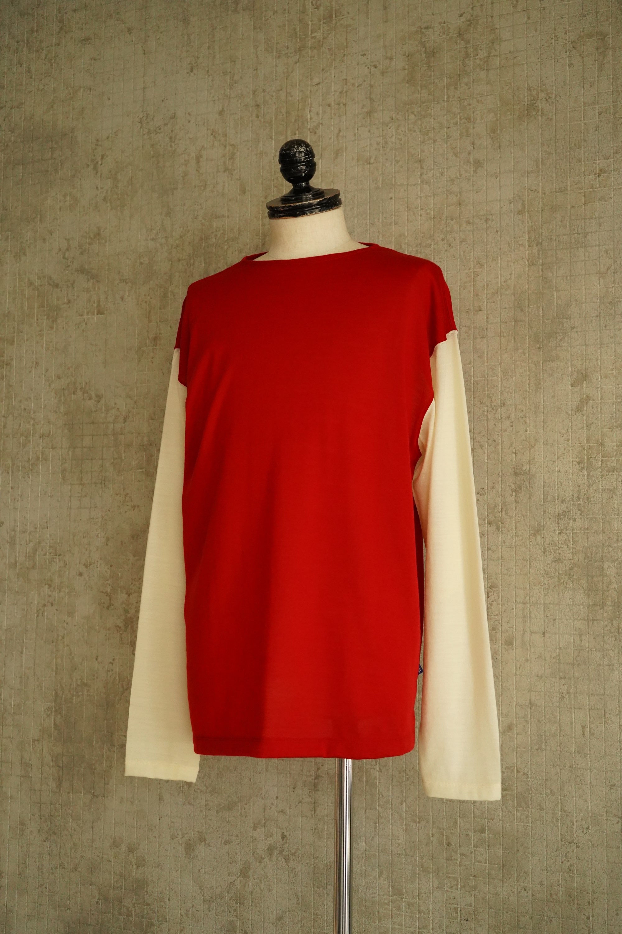 【24AW】Caledoor Merino Wool Long-Sleeve T-Shirt Contrast colour - Red
